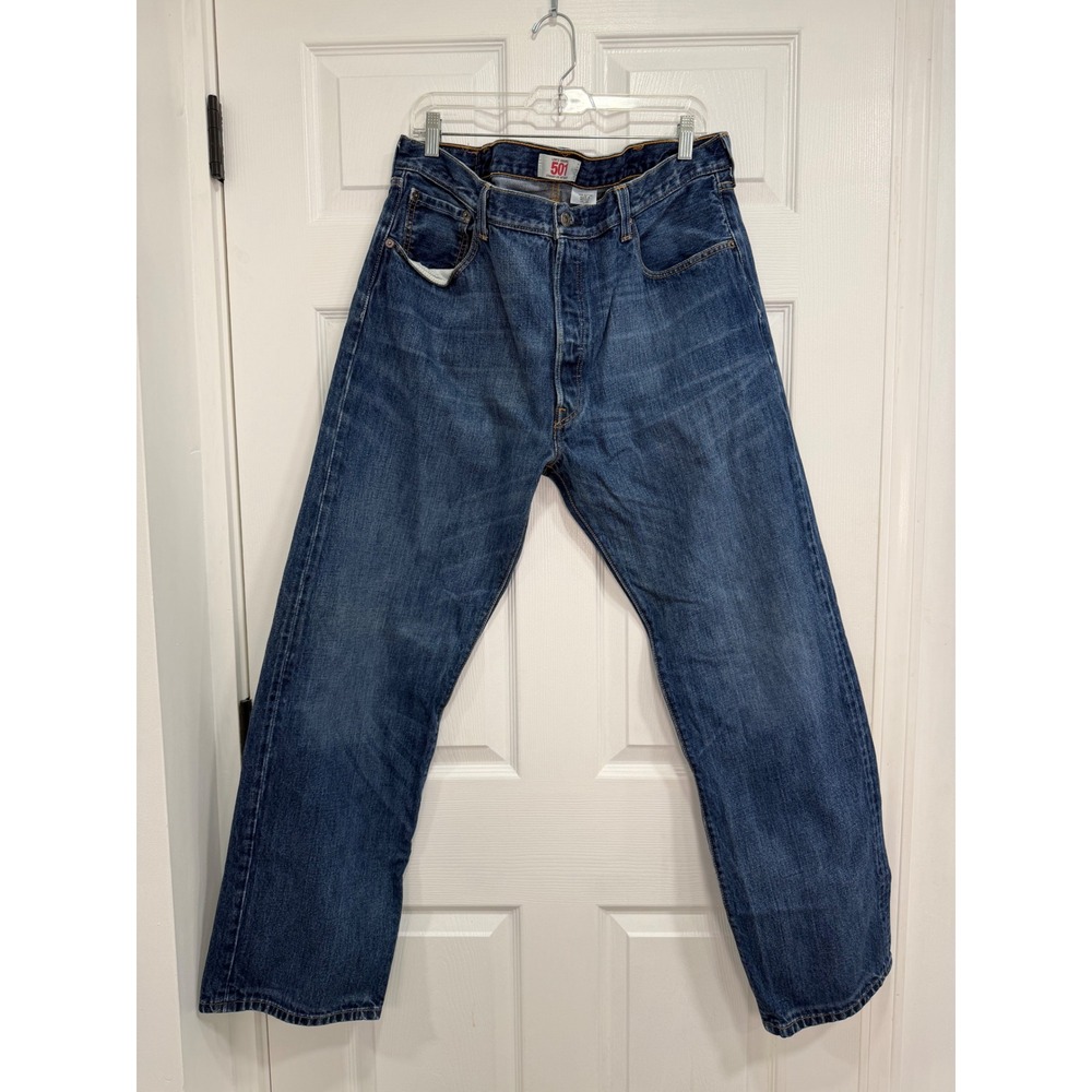 Levis 501 Original Mens Straight Leg Button Fly Medium Wash Blue Jeans 40x32